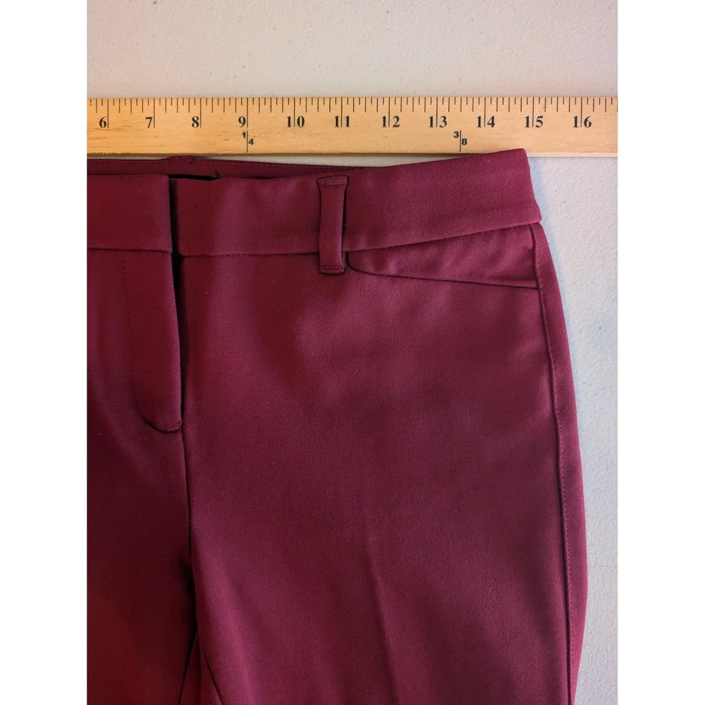 White House Black Market The Slim Ankle Pant Burgundy Maroon Work Trouser Size 2